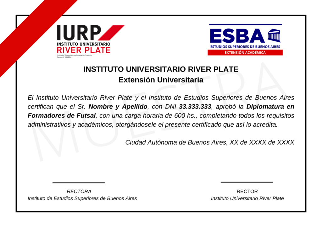 Certificado Diplomatura en Formadores de Futsal