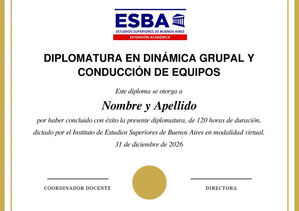Certificado Diplomatura en Dinámica Grupal y Conducción de Equipos
