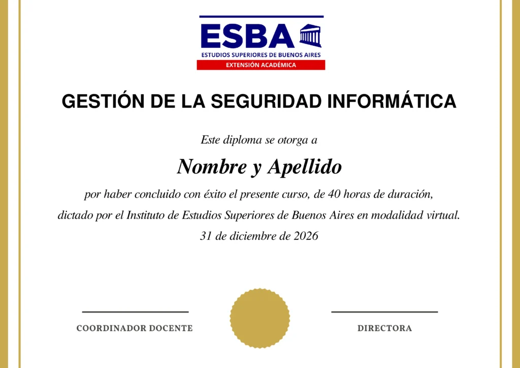 Certificado Gestión de la Seguridad Informática